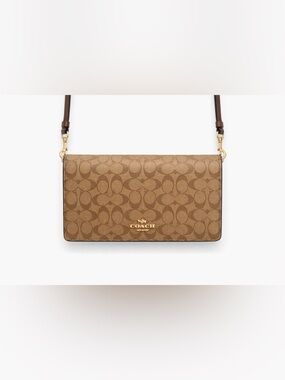 Coach Anna Foldover Clutch Crossbody – Style 3037 – Gold/Black